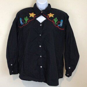 Vintage Rodeo Western Wear Long Sleeve Embroidered Button Down Shirt